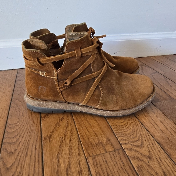 Born Brown Leather Booties Side Zip Boho 8 39 - Picture 1 of 9
